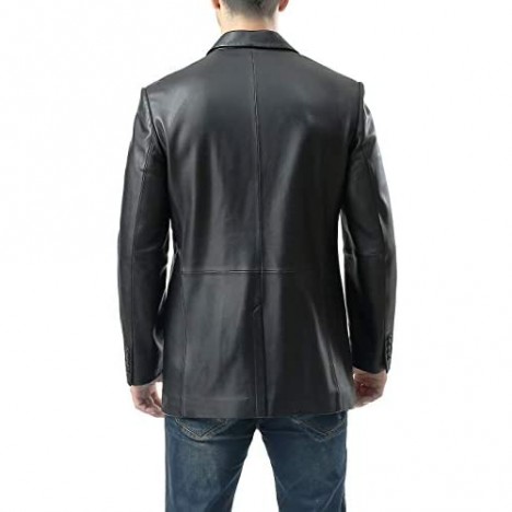 BGSD Men's John 1-Button Leather Blazer Lambskin Sport Coat Jacket (Regular Big & Tall and Short)