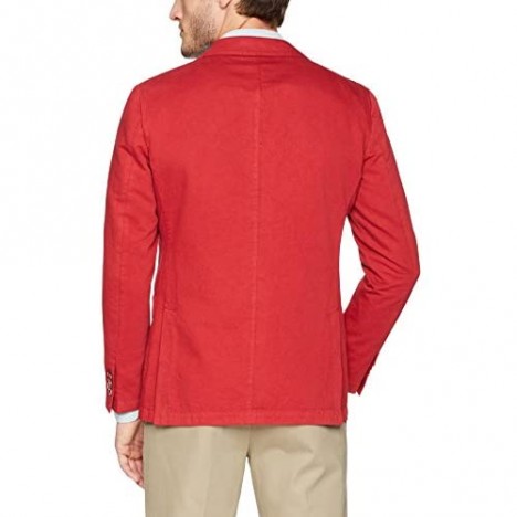 Bugatchi Men's Two Button Unconstructed Single Breasted Ruby Blazer