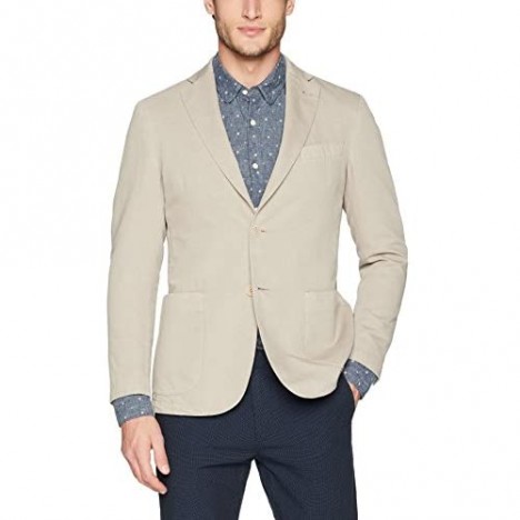 Bugatchi Men's Two Button Unconstructed Single Breasted Sand Blazer