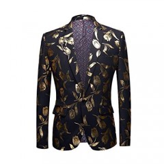 CARFFIV Stylish Gold Pattern Casual Blazer Men Suit Jacket