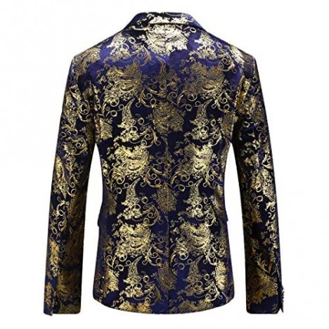 Man's Slim Fit Luxury Casual Notched Lapel Floral Party Prom Blazer Jacket