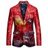 Mens Colourful Print Slim Suit Two Button Single Breasted Blazer Jacket