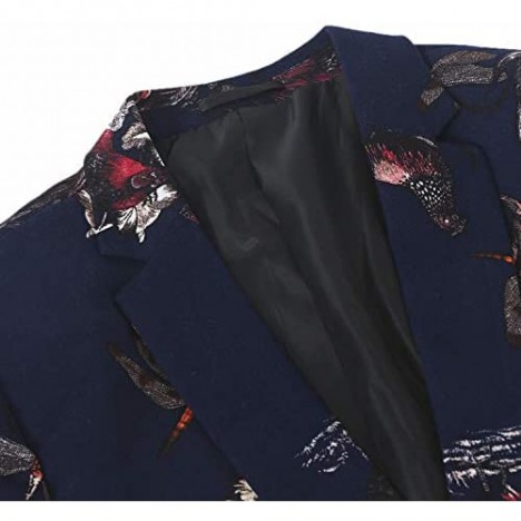 Men's Dinner Jacket 1 Button Party Blazer Plaid Floral Sports Coat