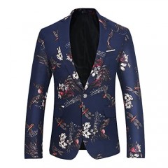 Men's Dinner Jacket 1 Button Party Blazer Plaid Floral Sports Coat
