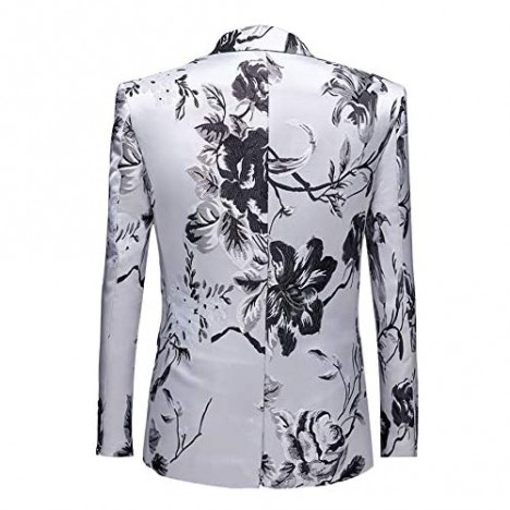 Men's Floral Blazer Slim Fit Two Buttons Dinner Jacket Sports Coat