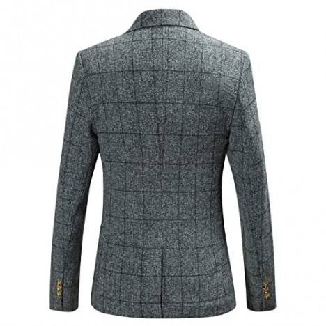 Men's One Button Plaid Blazer Slim Fit Suit Jacket Autumn Sports Coat