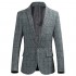 Men's One Button Plaid Blazer Slim Fit Suit Jacket Autumn Sports Coat