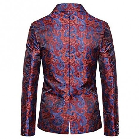 Mens Paisley Formal Tux Suit Jacket 2 Button Floral Dress Blazer Sport Coat Tops