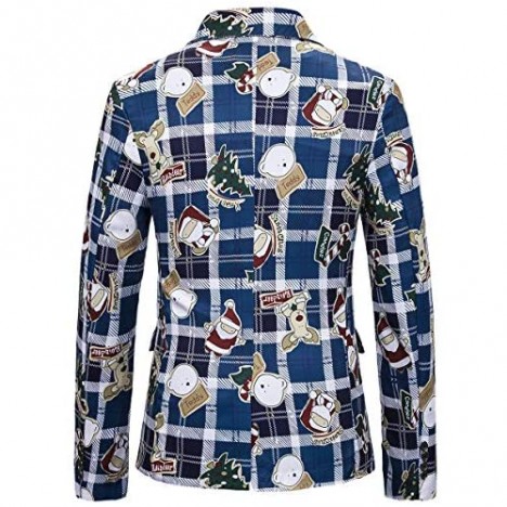 Mens Ugly Christmas Dress Suit Jacket Funny Print Slim Fit Dinner Sweater Blazer