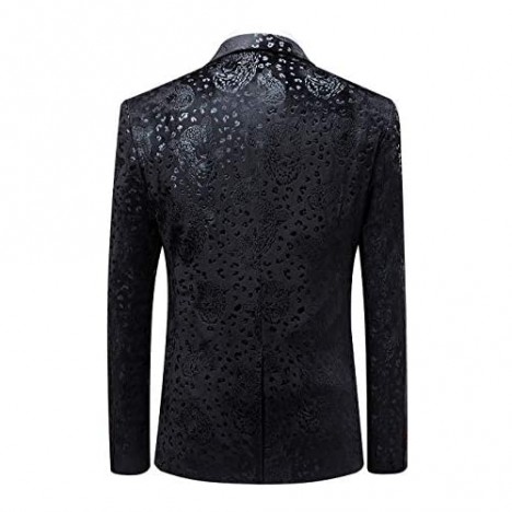 MOGU Mens Floral Black Slim Fit Blazer Jacket
