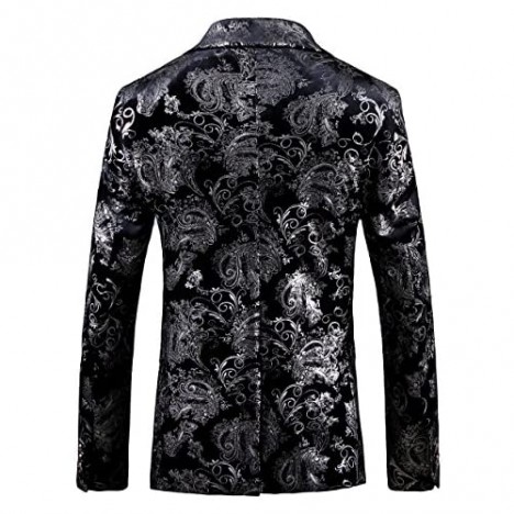 MOGU Mens Slim Fit Silver Blazer Jacket Fashion Casual Sports Coat