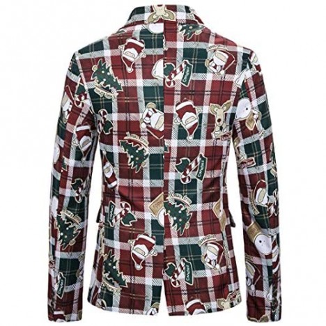 MY'S Men's Christmas Series Suit Blazer Slim Fit One Button Notch Lapel Dress Jacket