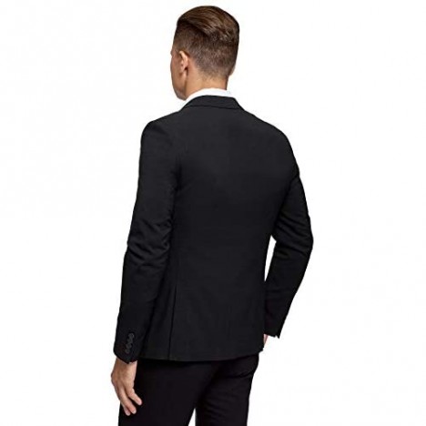 oodji Ultra Men's Slim-Fit Buttoned Blazer Black US 38 / EU 48 / S