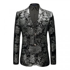 OUYE Men's 2 Button Premium Floral Sport Coat