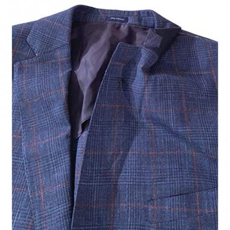 PETER MILLAR Collection Men's Waimea Windowpane Plaid Soft Wool/Silk/Linen Partially Lined Blazer Starlight Blue Size 44