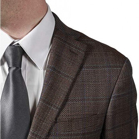 Prontomoda Men's Single Breasted 100% Luxury Lamb's Wool Classy Plaid Blazer/Sport Coat