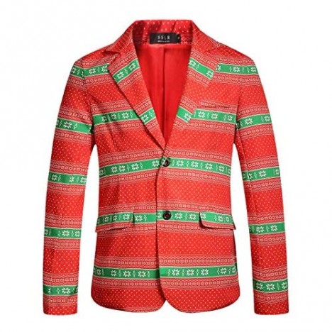 SSLR Men's Xmas Funny Ugly Christmas Blazer Jacket