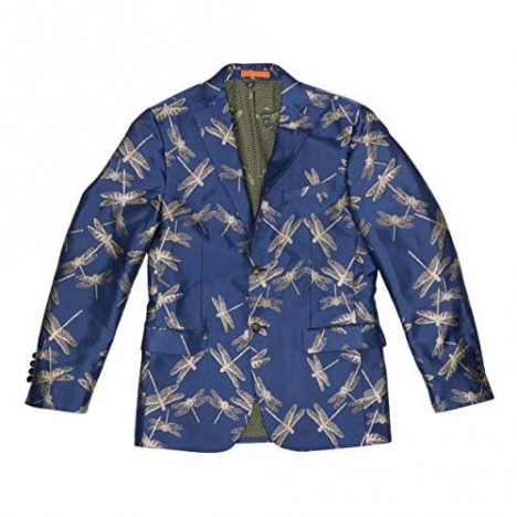 Tallia Men's Slim Fit Metallic Dragonfly Print Sport Coat Blazer