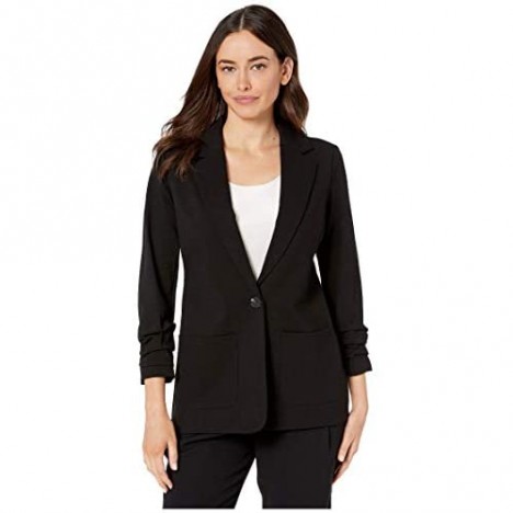 Vince Camuto Women's Ruched Sleeve Ponte Two-Pocket Blazer