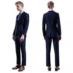 Men's Slim Fit 2 Piece Suit Two Button Blazer Tux Vest & Trousers Fashion Style