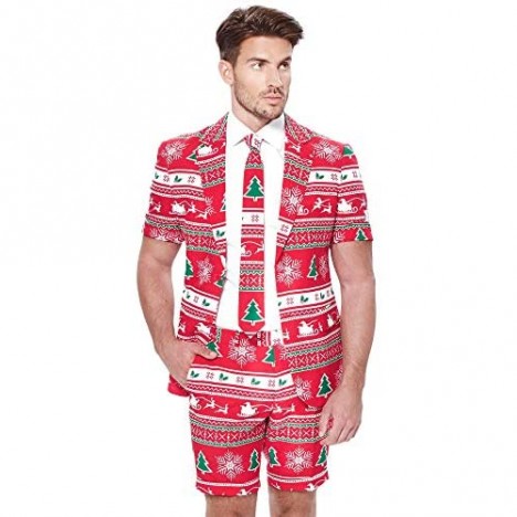 Opposuits Christmas Summer Suits for Men – Includes Shorts Short-Sleeved Jacket & Tie