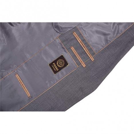 P&L Men's Two-Piece Classic Fit Office 2 Button Suit Jacket & Pleated Pants Set Grey 46 Short / Waist 40