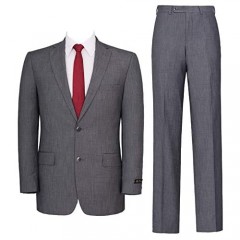 P&L Men's Two-Piece Classic Fit Single Breasted Suit Blazer Tux & Flat Front Trousers
