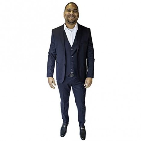 Regiis Men's Suit: Slim Fit 3 Piece 2 Buttons & Notched Lapel with Pick Stitching