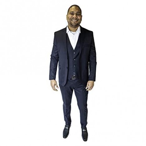 Regiis Men's Suit: Slim Fit 3 Piece 2 Buttons & Notched Lapel with Pick Stitching
