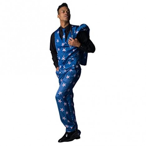 Stir Clothing Co. Mens Patriotic American Flag Prom Suit 4-Piece