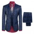 YFFUSHI Mens One Button Tailoring Floral 3 Piece Slim Fit Suit