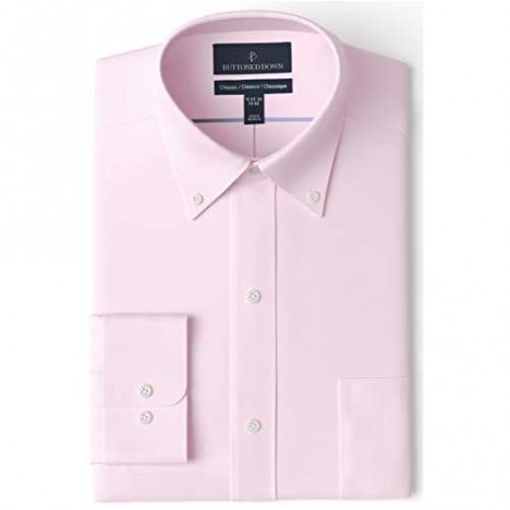Brand - Buttoned Down Men's Classic Fit Button Collar Solid Non-Iron Dress Shirt Light Pink 17.5 Neck 33 Sleeve