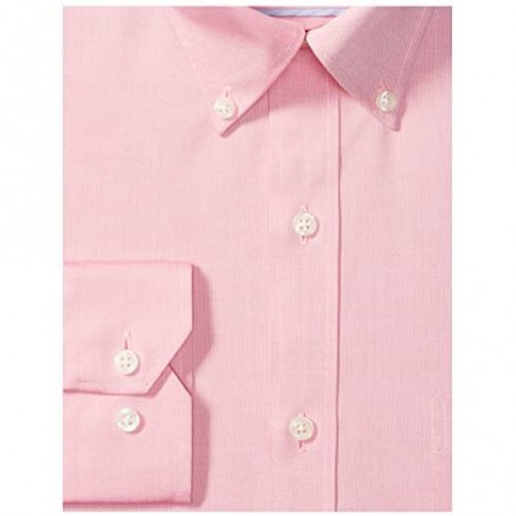 Brand - Buttoned Down Men's Tailored-Fit Button Collar Pinpoint Non-Iron Dress Shirt Pink 15.5 Neck 32 Sleeve