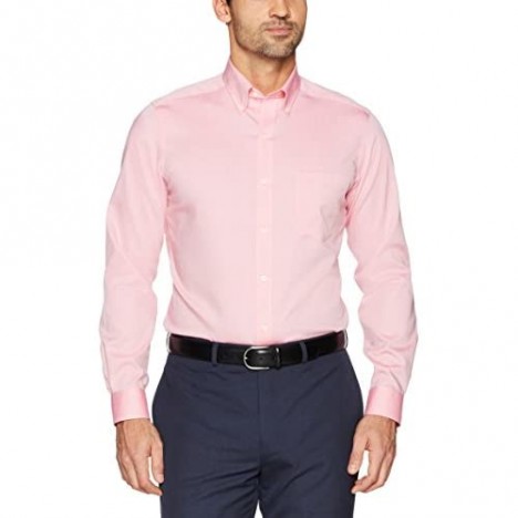 Brand - Buttoned Down Men's Tailored-Fit Button Collar Pinpoint Non-Iron Dress Shirt Pink 16.5 Neck 37 Sleeve