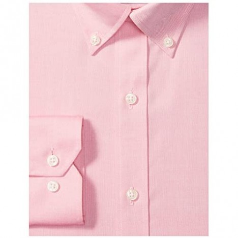 Brand - Buttoned Down Men's Tailored-Fit Button Collar Pinpoint Non-Iron Dress Shirt Pink 17 Neck 34 Sleeve