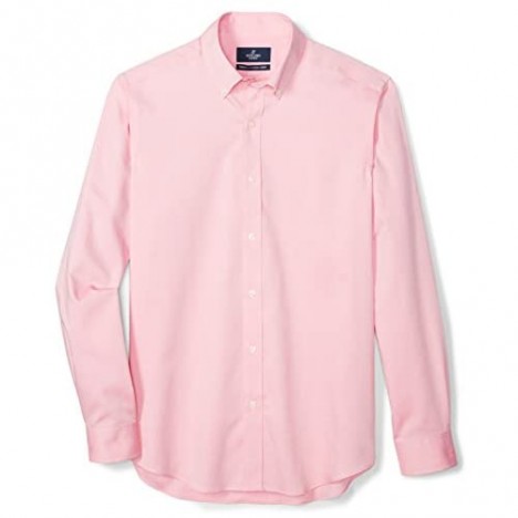 Brand - Buttoned Down Men's Tailored-Fit Button Collar Pinpoint Non-Iron Dress Shirt Pink 17 Neck 34 Sleeve