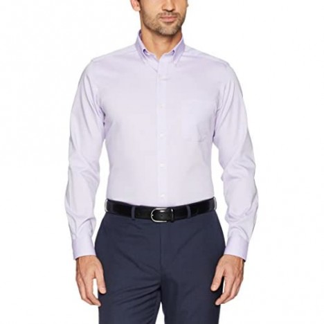 Brand - Buttoned Down Men's Tailored-Fit Button Collar Pinpoint Non-Iron Dress Shirt Purple 18 Neck 37 Sleeve (Big and Tall)