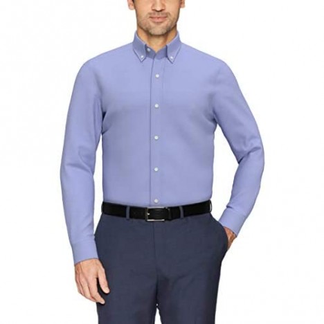 Brand - Buttoned Down Men's Tailored-Fit Button Collar Pinpoint Non-Iron Dress Shirt Blue 16 Neck 32 Sleeve