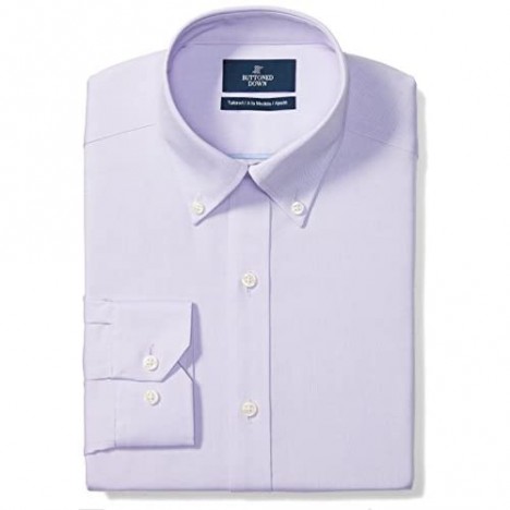 Brand - Buttoned Down Men's Tailored-Fit Button Collar Pinpoint Non-Iron Dress Shirt Purple 18 Neck 38 Sleeve (Big and Tall)