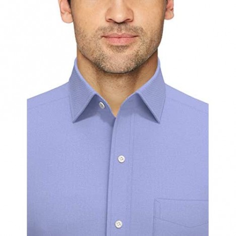 Brand - Buttoned Down Men's Tailored Fit Spread Collar Solid Non-Iron Dress Shirt Blue w/ Pocket 16.5 Neck 36 Sleeve