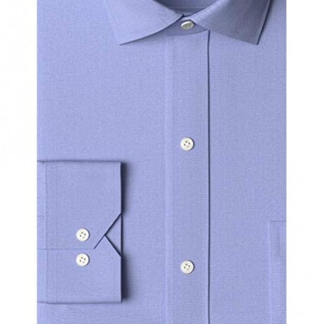 Brand - Buttoned Down Men's Tailored Fit Spread Collar Solid Non-Iron Dress Shirt Blue w/ Pocket 18 Neck 35 Sleeve