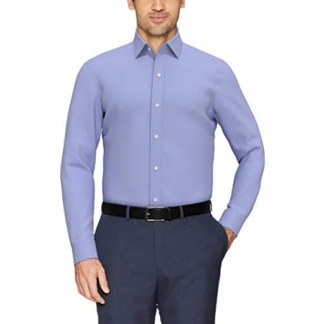 Brand - Buttoned Down Men's Tailored Fit Spread Collar Solid Non-Iron Dress Shirt Blue 16 Neck 32 Sleeve