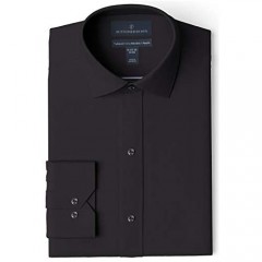 Brand - Buttoned Down Men's Tailored Fit Spread Collar Solid Non-Iron Dress Shirt Black 17 Neck 33 Sleeve