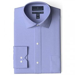 Brand - Buttoned Down Men's Tailored Fit Spread Collar Solid Non-Iron Dress Shirt Blue w/ Pocket 16 Neck 37 Sleeve