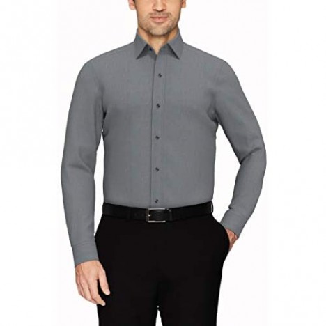 Brand - Buttoned Down Men's Tailored Fit Spread Collar Solid Non-Iron Dress Shirt Charcoal Heather 15.5 Neck 35 Sleeve