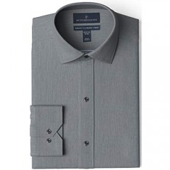 Brand - Buttoned Down Men's Tailored Fit Spread Collar Solid Non-Iron Dress Shirt Charcoal Heather 14.5 Neck 34 Sleeve