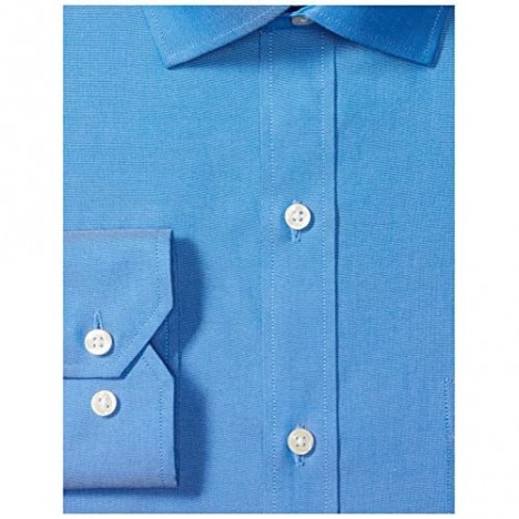 Brand - Buttoned Down Men's Tailored Fit Spread Collar Solid Non-Iron Dress Shirt French Blue w/ Pocket 16 Neck 37 Sleeve