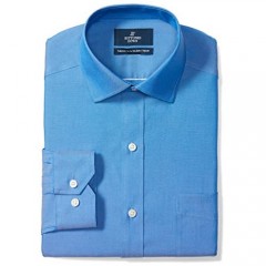 Brand - Buttoned Down Men's Tailored Fit Spread Collar Solid Non-Iron Dress Shirt French Blue w/ Pocket 15.5 Neck 37 Sleeve
