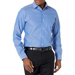 Brand - Buttoned Down Men's Tailored Fit Spread Collar Solid Non-Iron Dress Shirt French Blue w/ Pocket 16 Neck 37 Sleeve