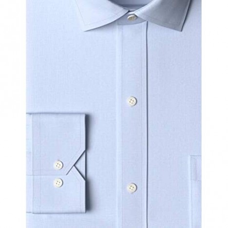 Brand - Buttoned Down Men's Tailored Fit Spread Collar Solid Non-Iron Dress Shirt Light Blue w/ Pocket 16 Neck 37 Sleeve